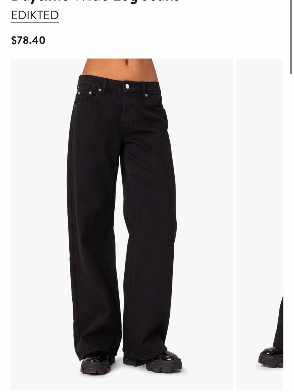Edikted Black Wide-Leg Daytime Jeans Medium 6/8